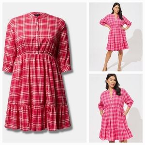 Torrid Plaid Mandarin Collar Dress